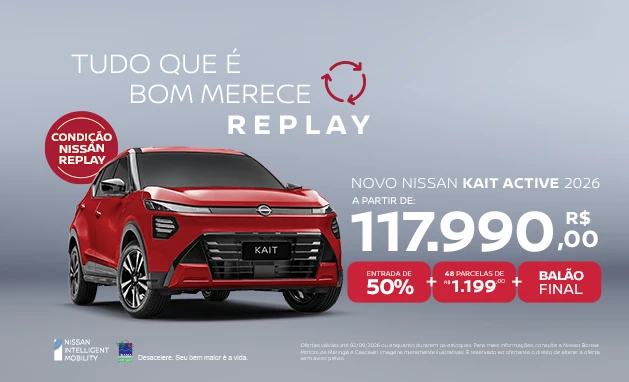 Active  - Nissan Replay | Kait Active 2026 com parcela de R$ 1.199