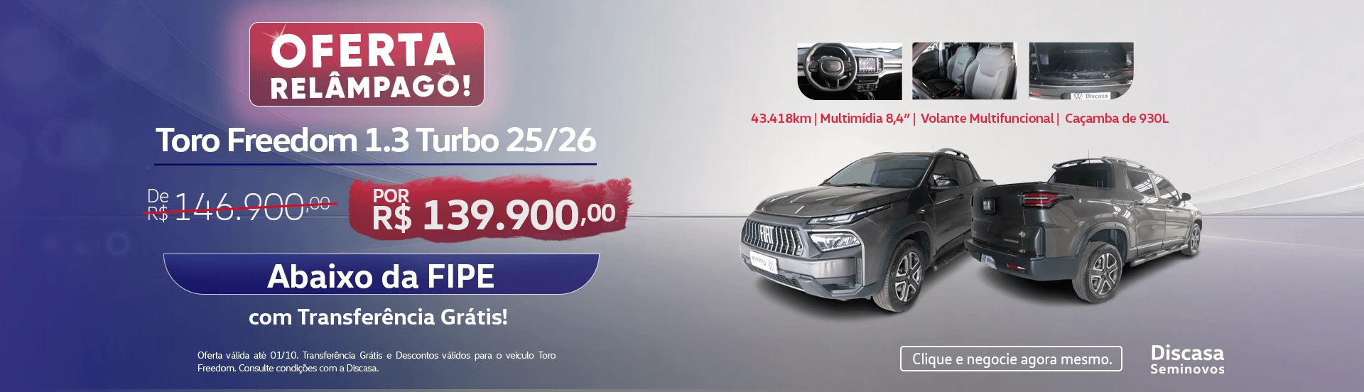 oferta-seminovo-toro-freedom-desconto-transferencia-gratis-discasa-sao-carlos