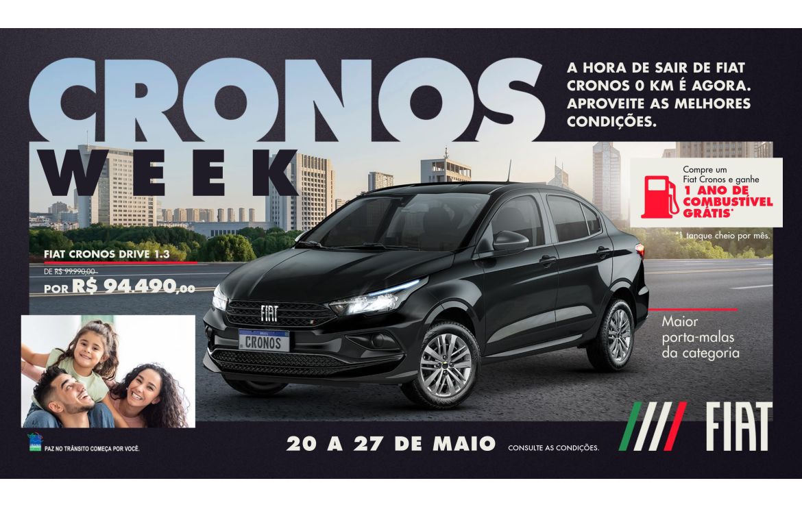 Fiat promove Cronos Week, semana de ofertas com condições exclusivas Fiat promove Cronos Week, semana de ofertas com condições exclusivas