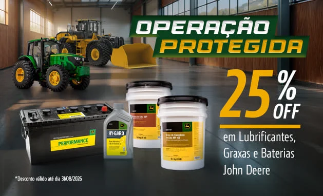 25% de desconto em baterias, graxas e lubrificantes John Deere