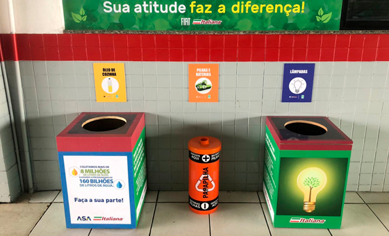 Coleta de pilhas, baterias e oléo Coleta de pilhas, baterias e oléo