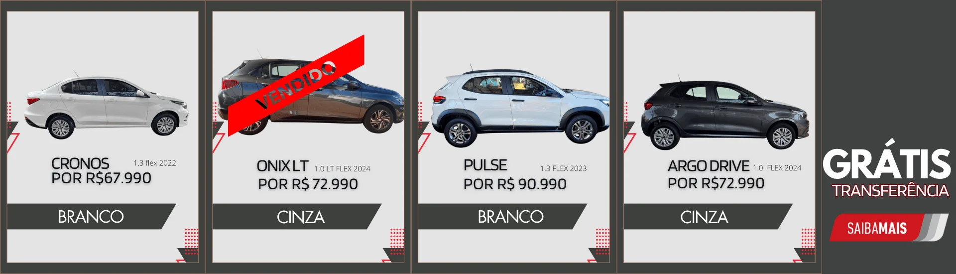 HB20 Sense – Argo Trekking – C3 Live – Cronos 1.3