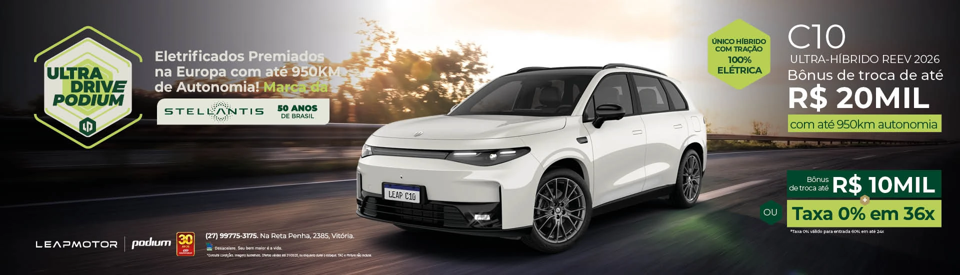 Carro C10 Ultra Híbrido Reev Leapmotor Podium Espirito Santo