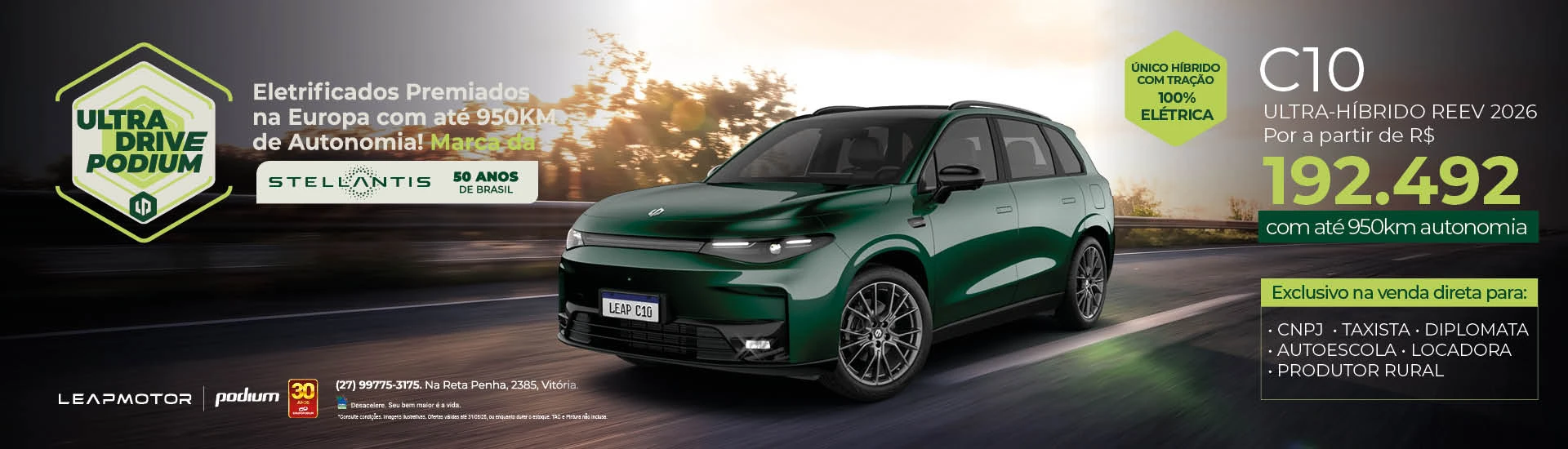 Carro C10 Ultra Híbrido Reev Leapmotor Podium Espirito Santo