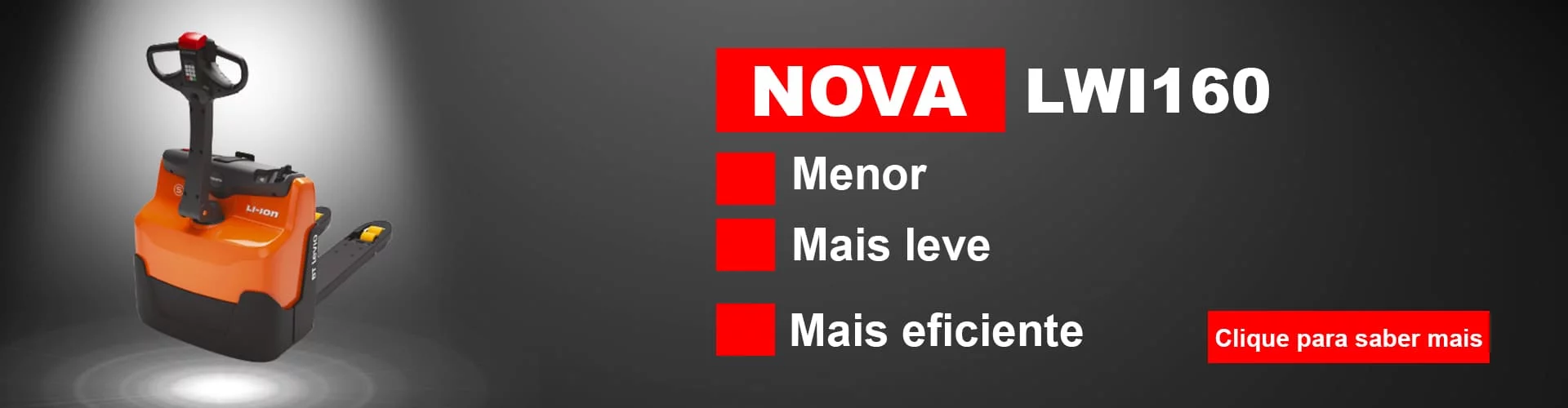 A LWI160 é a primeira empilhadeira TOYOTA desenvolvida com base em nosso conceito modular de íons de lítio, onde sua bateria é integrada ao chassi.