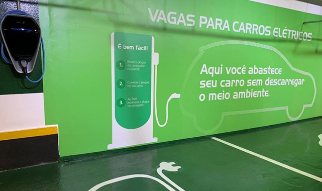 Novos pontos de carregadores elétricos em shoppings no Brasil